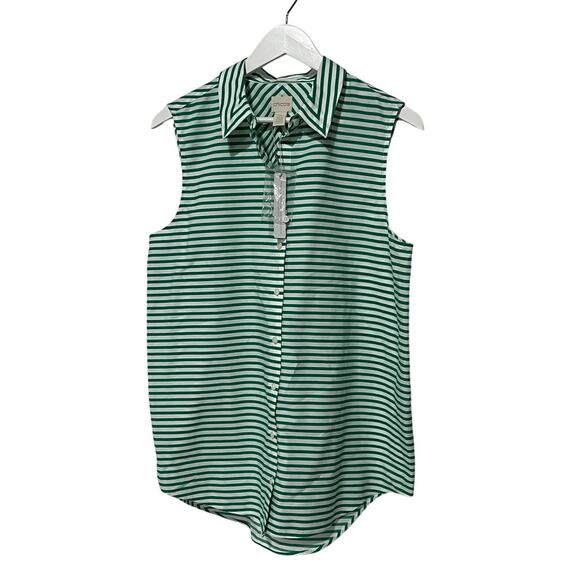 Chico's Tops - CHICOS TOP WOMENS 2 US 12/14 BUTTON UP TUNIC BLOUSE STRIPE GREEN OLD STOCK NWT